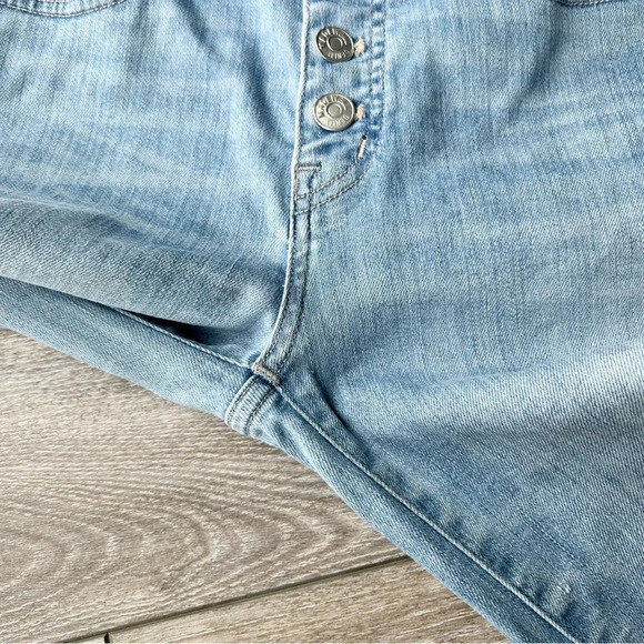 Madewell High Rise Skinny Crop Button Front Raw Hem Light Blue - Picture 10 of 13